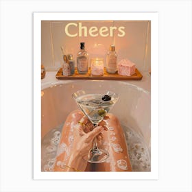 Cheers in the bathtub Art Print