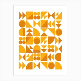 Mid Century Modern Geometric Shapes in Yellow and Ochre Art Print