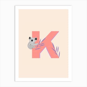 Letter K Koala Art Print