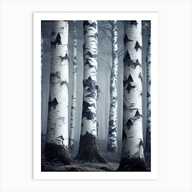 Birch Trees In The Fog 4 Art Print