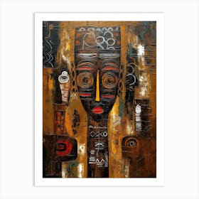 African Reverie: Masked Whispers of Cultural Heritage Art Print