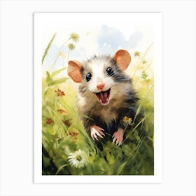 Adorable Chubby Possum Running In Field 2 Art Print