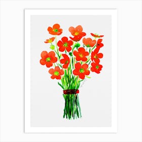 Red Poppies watercolor artwork Art Print