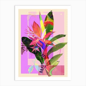 Heliconia 3 Neon Flower Collage Art Print