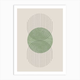 Green Moon Contemporary Design Simple Pattern Art Print