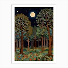 William Morris Night In The Forest 2 Art Print