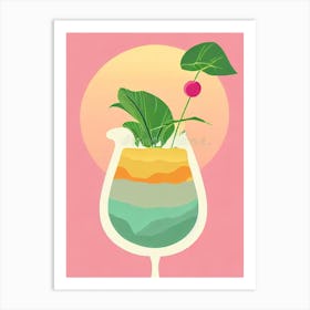 Cava Retro Pink Cocktail Poster Art Print