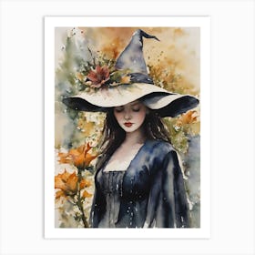 Datura ~ Witches Herb Lady, Pagan Artwork, Watercolor, Witchy Plant, Witchcraft Poisonous Plants, Goddess Powerful Woman Art Print