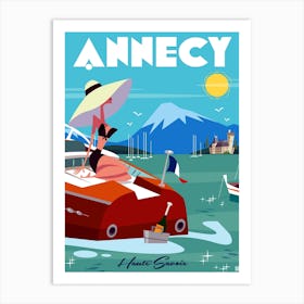 Annecy Lac Poster Blue Art Print