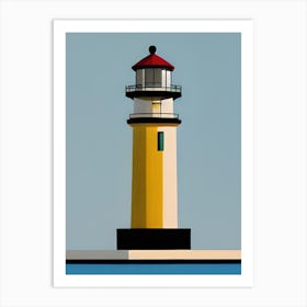 Yellow Sunny Day Lighthouse Nordic Scandinavian Architecture Art Print