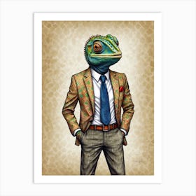 Lizard In Suit Art Print