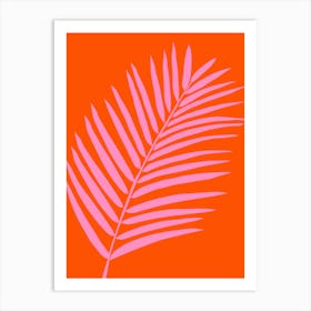 Palm Leaf Orange And Pink Art Print