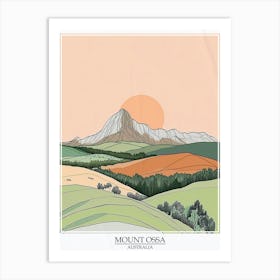 Mount Ossa Australia Color Line Drawing 1 Poster Art Print
