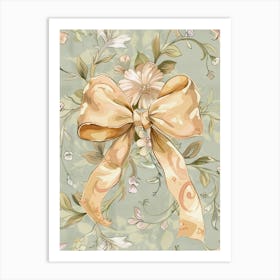 Peach Bow Pattern Art Print