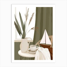 Table With A Sailboat Art Print