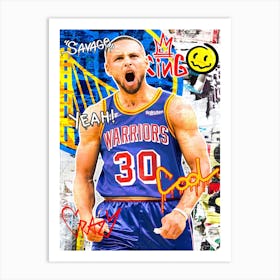 Stephen Curry Golden State Warriors 3 Art Print