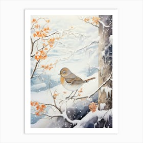 Winter Bird Painting Hermit Thrush 1 Art Print