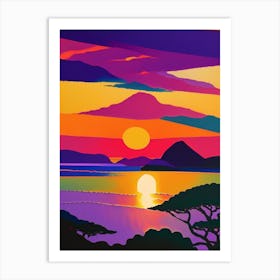 Rainbow Geometric Sunset Art Print