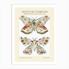 Velvet Butterflies Collection Luminous Butterflies William Morris Style 8 Art Print