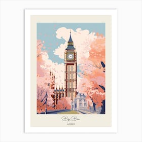 Big Ben, London   Cute Botanical Illustration Travel 8 Poster Art Print