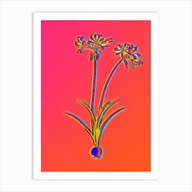 Neon Nerine Botanical in Hot Pink and Electric Blue n.0083 Art Print
