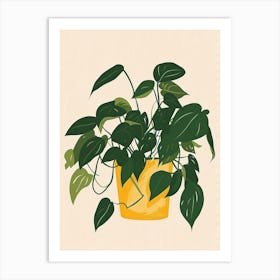 Pothos Plant Minimalist Illustration 7 Art Print