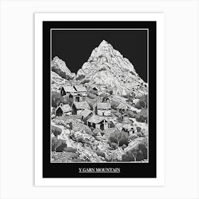 Y Garn Mountain Line Drawing 5 Poster Art Print