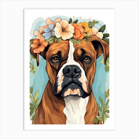 Boxer Portrait With A Flower Crown, Matisse Painting Style 6 Art Print