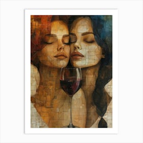 Two Women Drinking Wine 4 Art Print