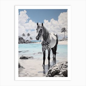 A Horse Oil Painting In Eagle Beach, Aruba, Portrait 3 Art Print