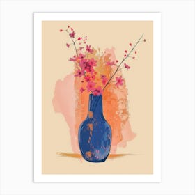 Watercolor Flowers In A Blue Vase Art Print