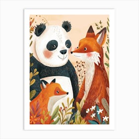 Giant Pand And A Fox Storybook Illustration 1 Art Print