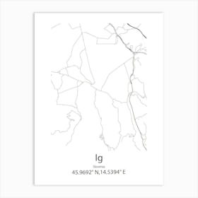 Ig,Slovenia Minimalist Map Art Print