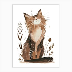 Maine Coon Cat Clipart Illustration 1 Art Print