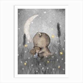 Teddy Bear Good Night Hug Art Print