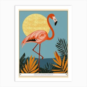Greater Flamingo Celestun Yucatan Mexico Tropical Illustration 12 Poster Art Print