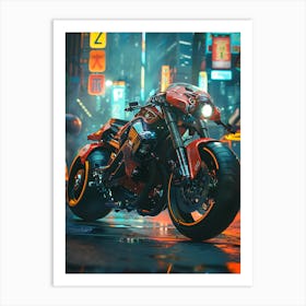 Motorcycle In A City Art Print