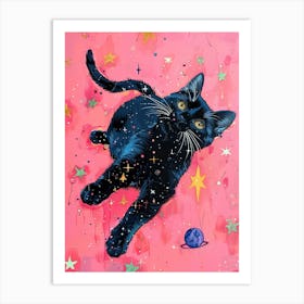 Black Cat In Space 5 Art Print