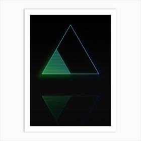 Neon Blue and Green Abstract Geometric Glyph on Black n.0473 Art Print