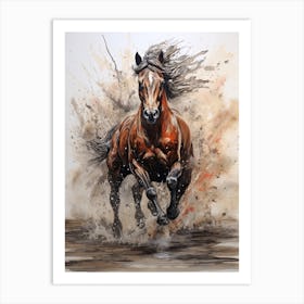 A Horse Painting In The Style Of Pouring Technique 4 Art Print