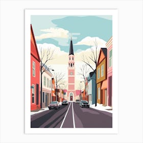 Vintage Winter Travel Illustration Reykjavik Iceland 2 Art Print