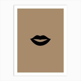 Black Lips On A Brown Background print Art Print