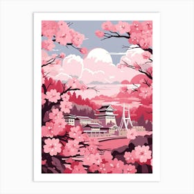 Cherry Blossoms Japanese Style Illustration 14 Art Print