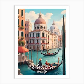 Venice Canals & Gondola Art Print