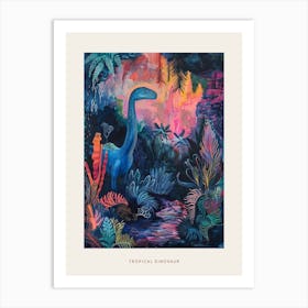 Colourful Tropical Cave Dinosaur Painting Poster Art Print