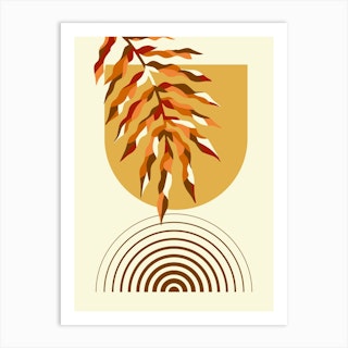 Mid Century Geometrical With Palm Art Print