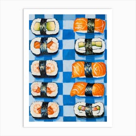 Sushi Blue Checkerboard 2 Art Print