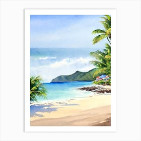 Anse Chastanet Beach, St Lucia Watercolour Art Print