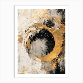 Gold And Black Abstract Painting Art Print