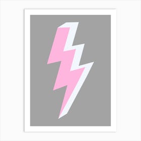 Pink and Grey Triple Lightning Bolt Art Print